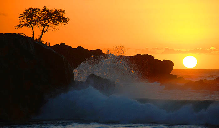 Sunset from Waimea Bay beach