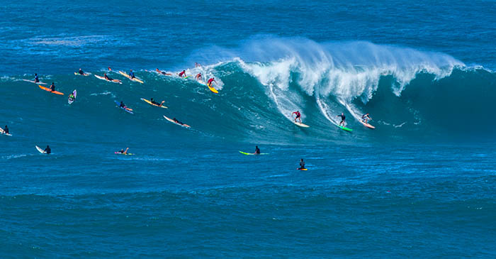Waimea Beach wave surfing